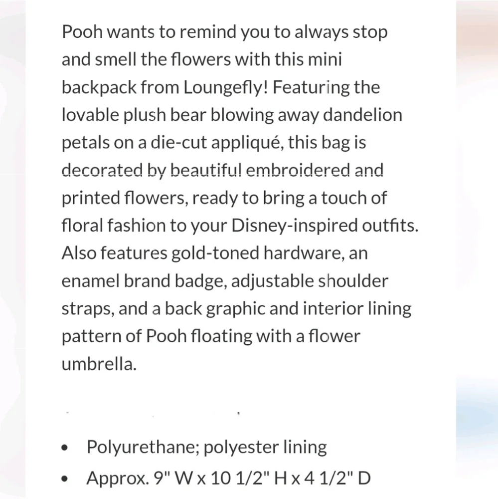 Loungefly Winnie the Pooh embroidered floral backpack and cardholder